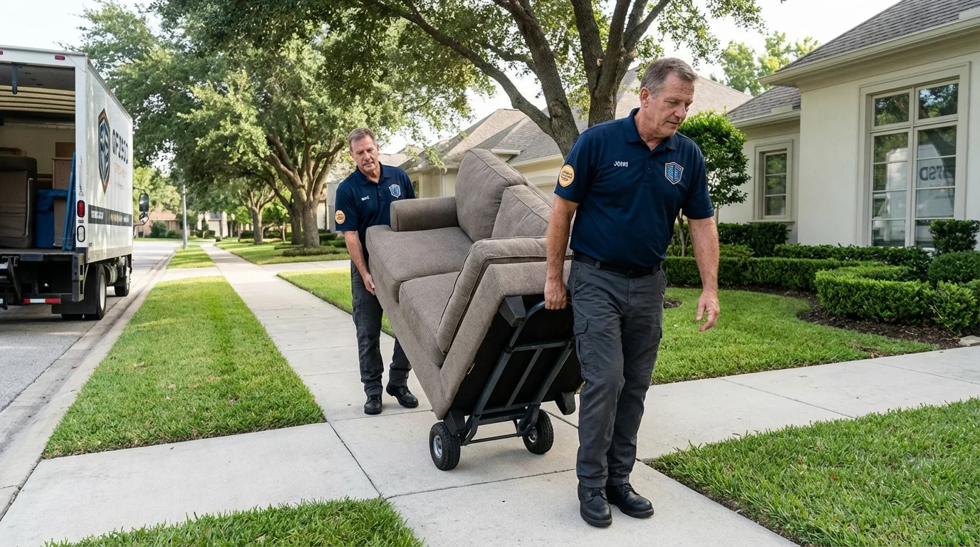 Local residential moving crew loading furniture in Rowland, NC